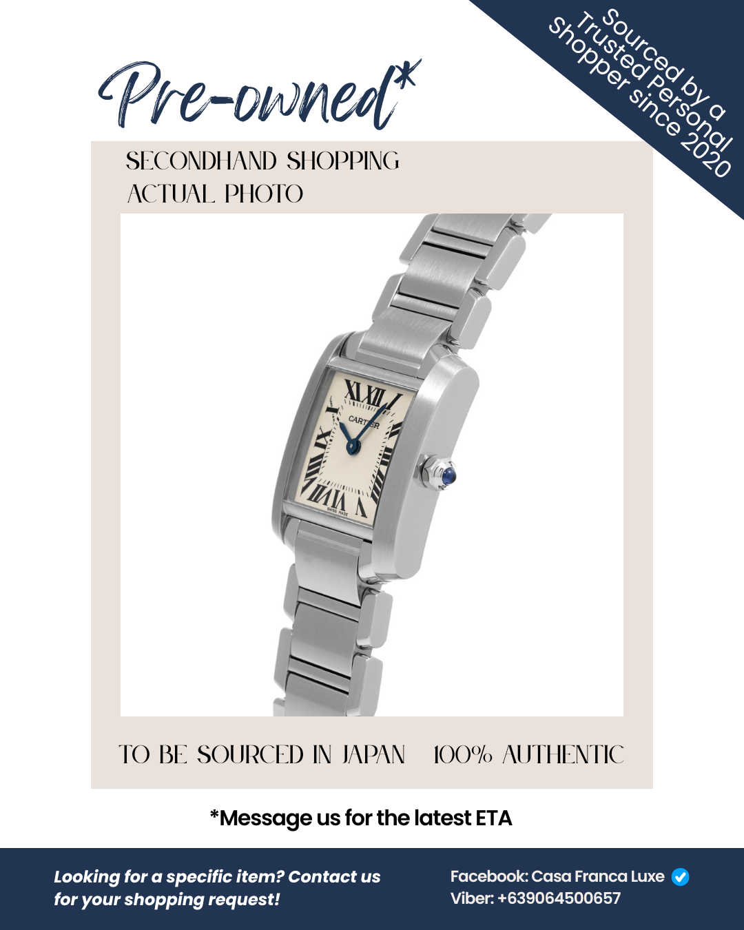 Japan Pre-owned: Cartier Tank Française SM W51008Q3 Women's Watch