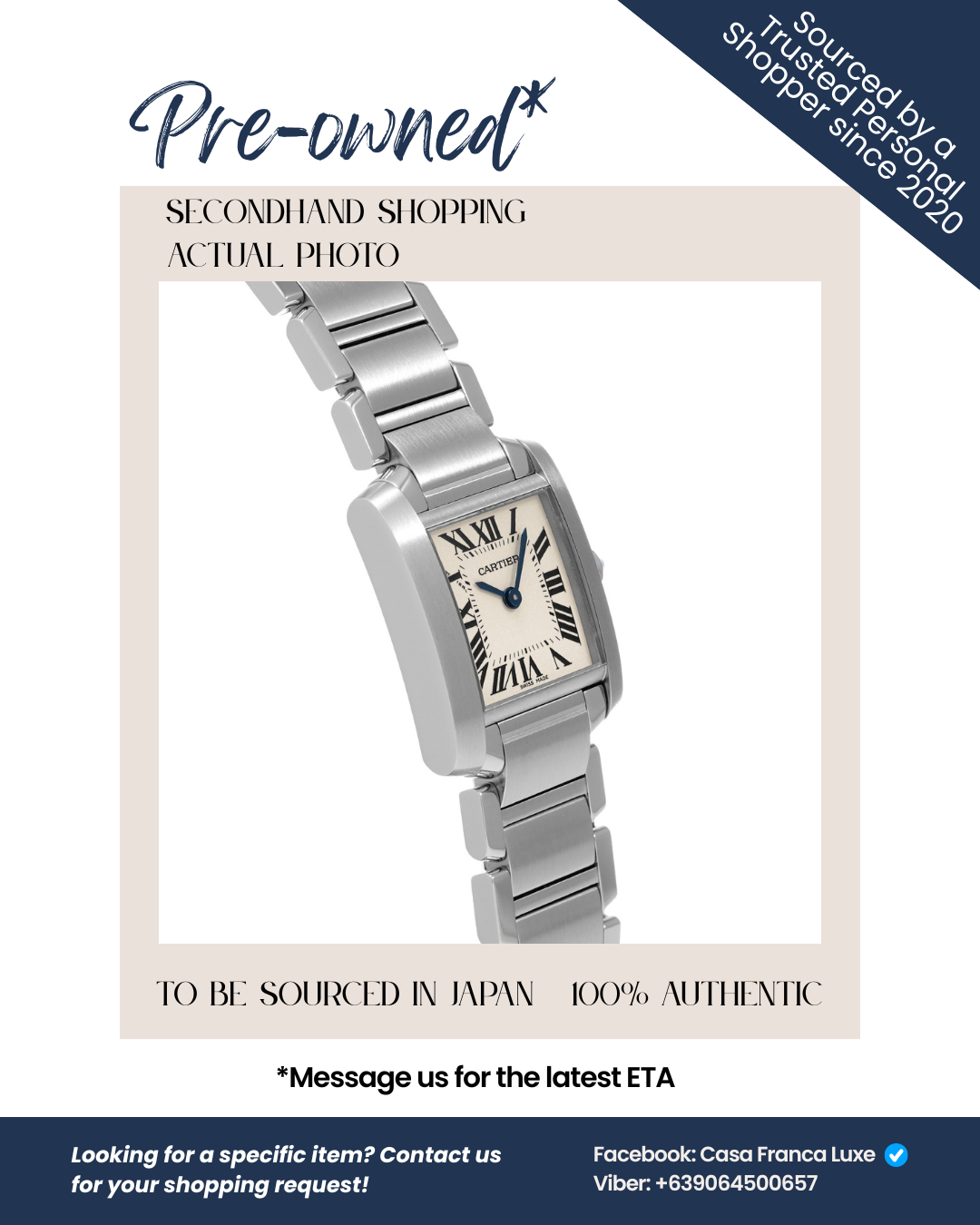 Japan Pre-owned: Cartier Tank Française SM W51008Q3 Women's Watch