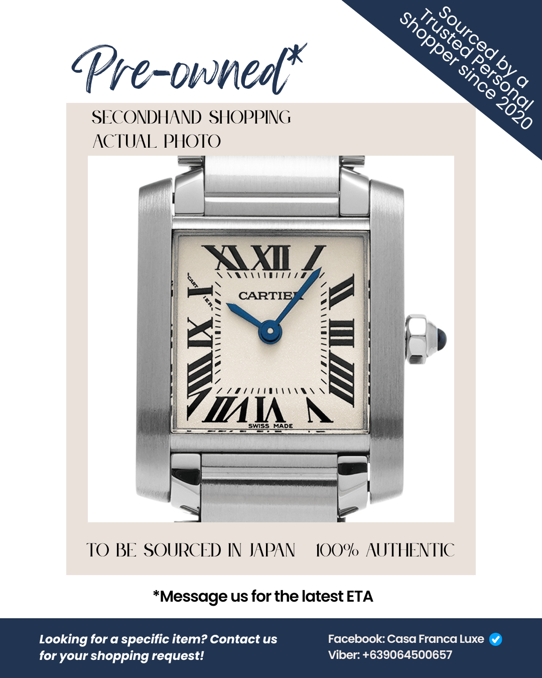 Japan Pre-owned: Cartier Tank Française SM W51008Q3 Women's Watch