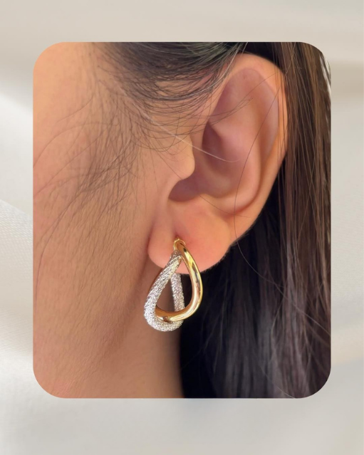 18K Two-tone Gold Earrings
