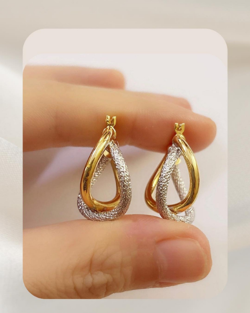 18K Two-tone Gold Earrings
