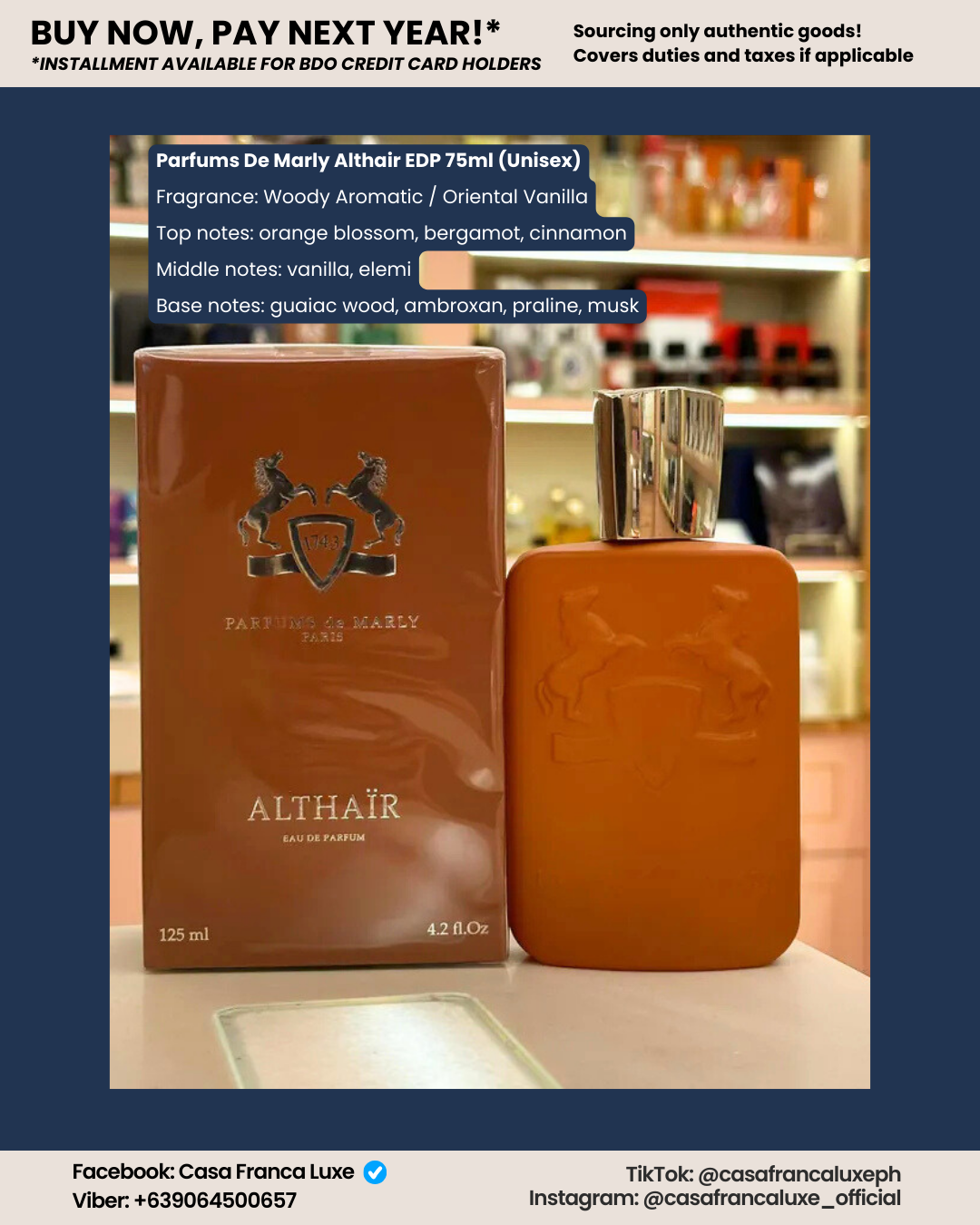 HK Pre-order: Parfums De Marly Althair EDP 75ml (Unisex)