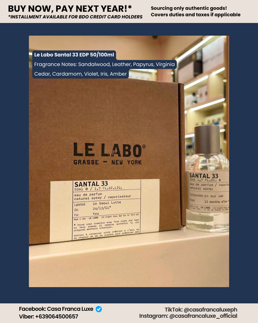HK Pre-order: Le Labo Santal 33 EDP 50/100ml