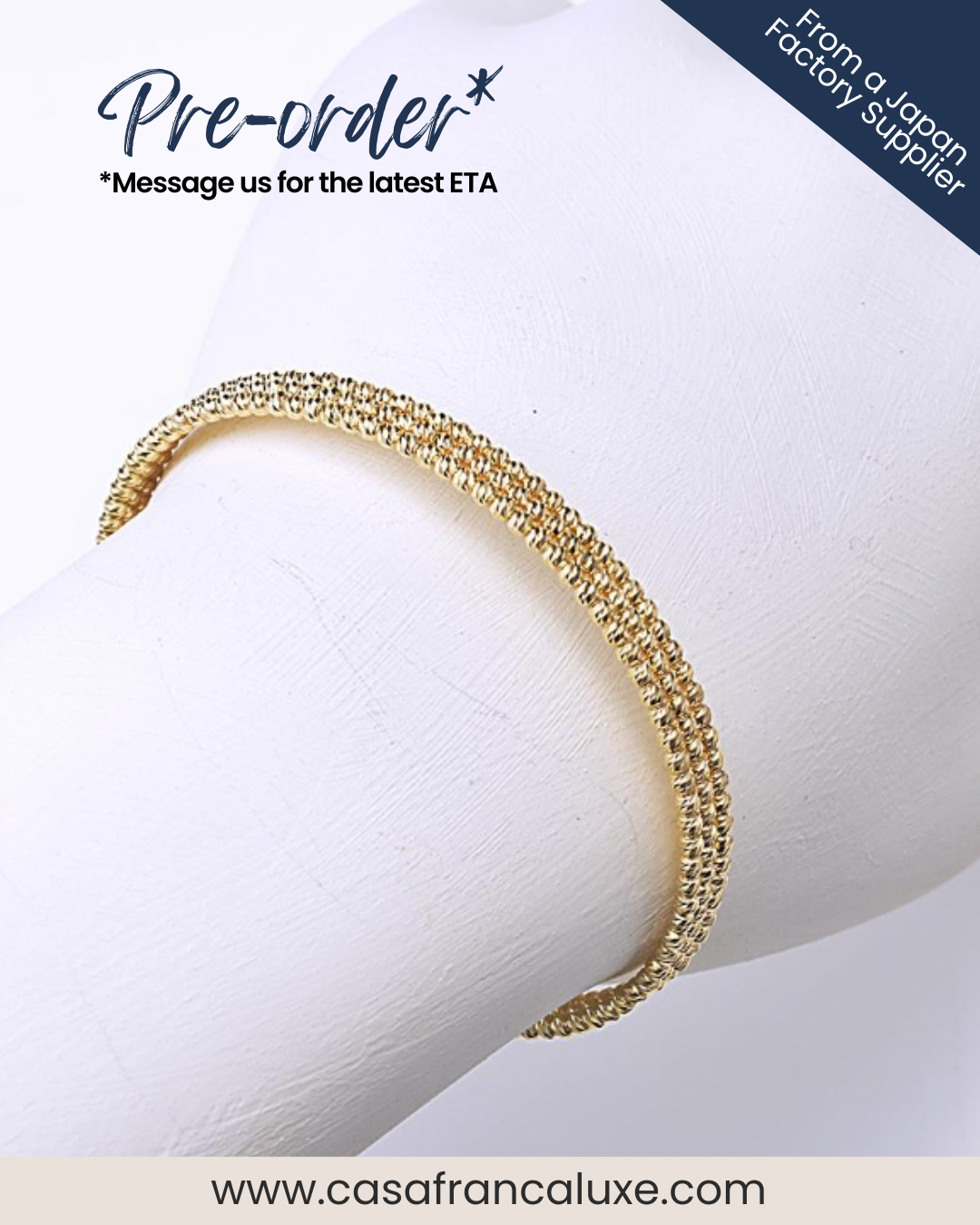 K18 Japan Gold 3-Layered Bangle