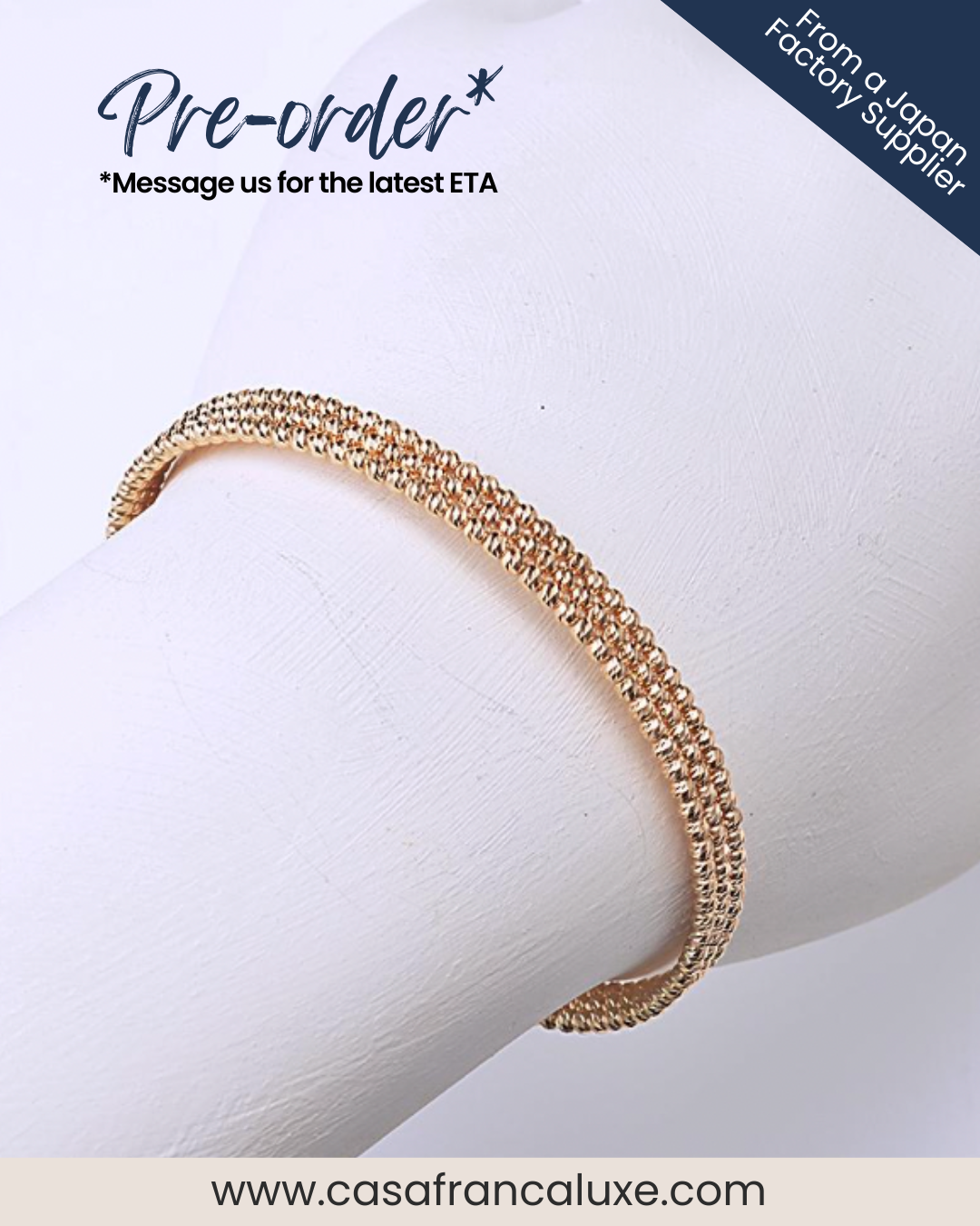 K18 Japan Gold 3-Layered Bangle