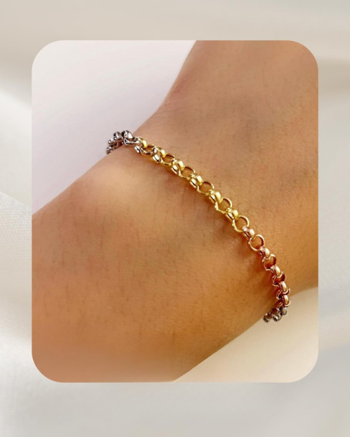 18K Tri-color Gold Unisex Bracelet