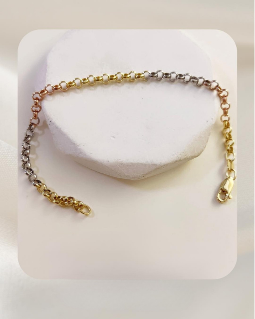 18K Tri-color Gold Unisex Bracelet