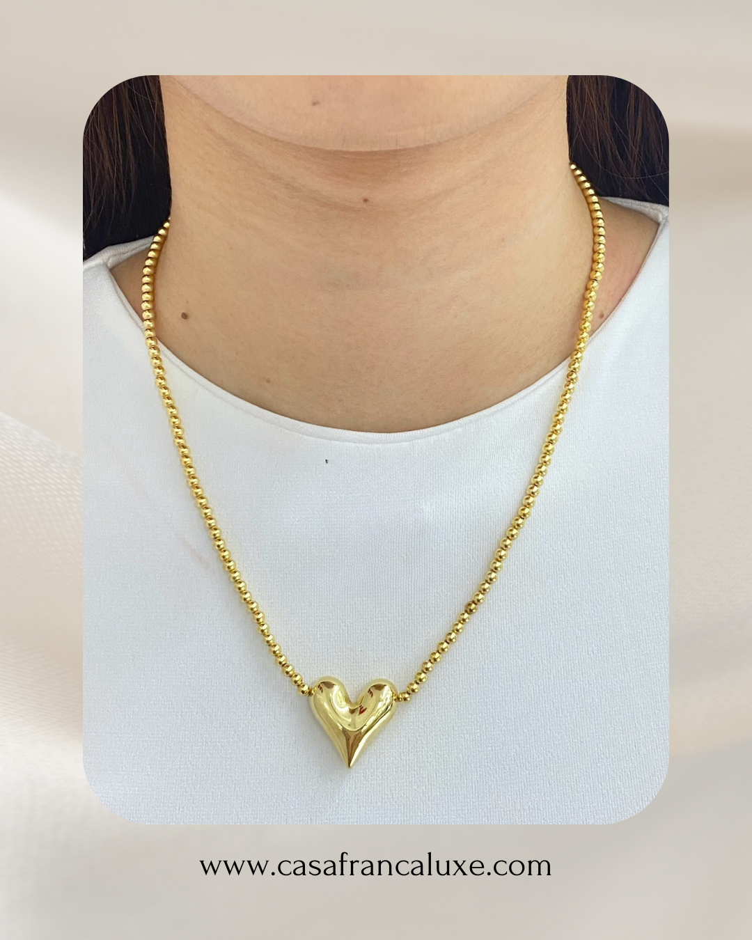 18K Heart Beaded Necklace