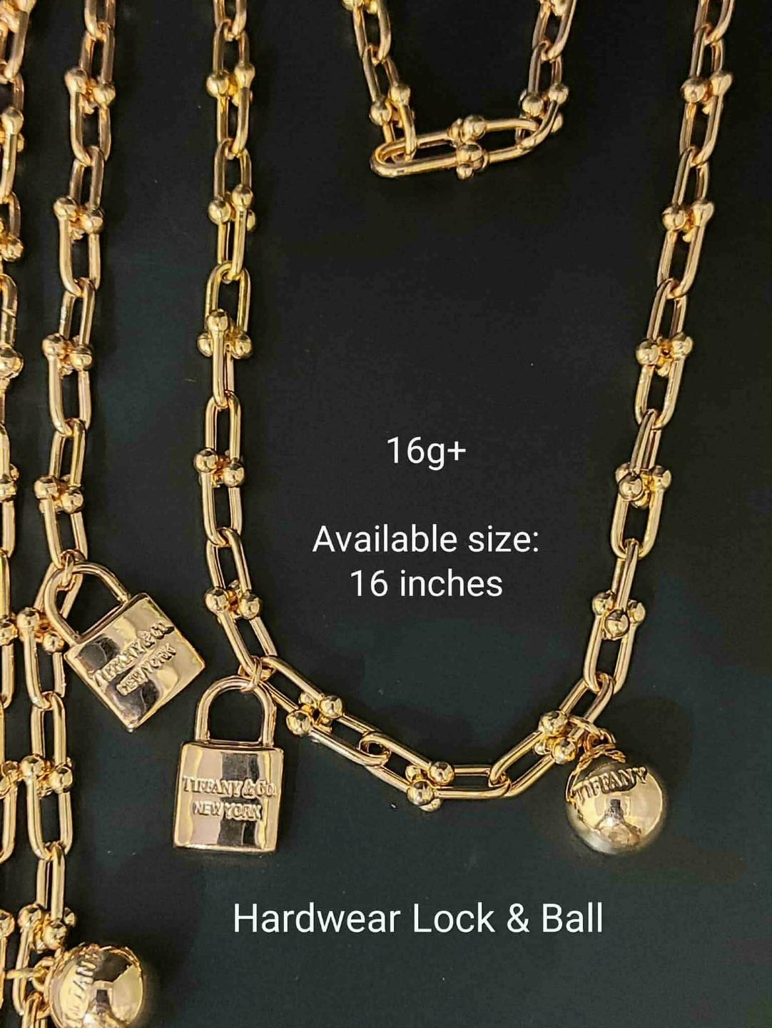 18K Lock and Ball Necklace