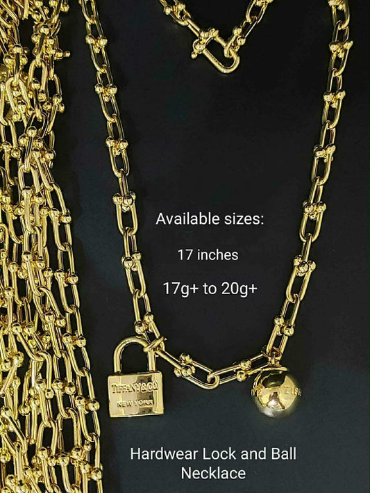 18K Lock and Ball Necklace