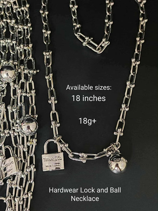 18K Lock and Ball Necklace