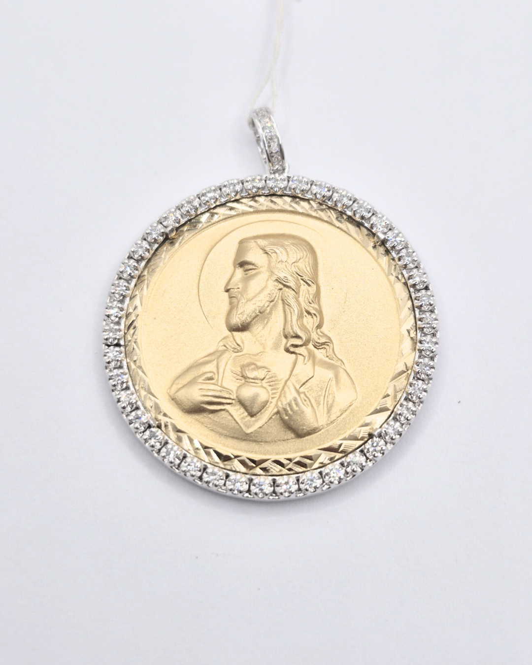 14K Sacred Heart Diamond Medallion