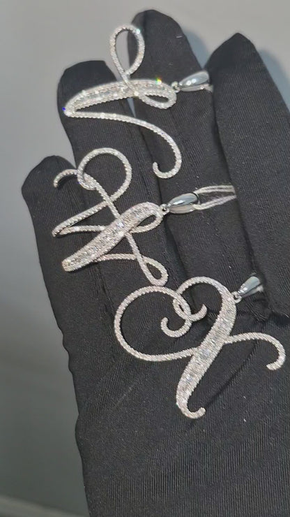 14K Initial Diamond Pendant (V)