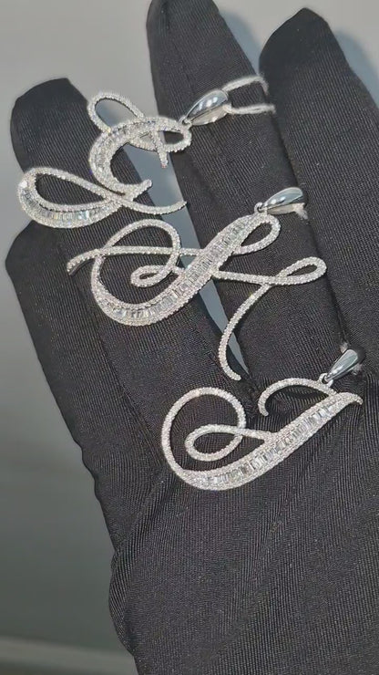 14K Initial Diamond Pendant (H)