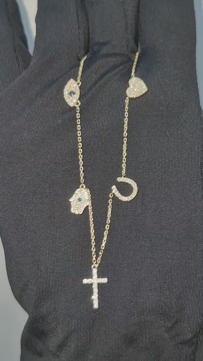 14K Station Diamond Necklace
