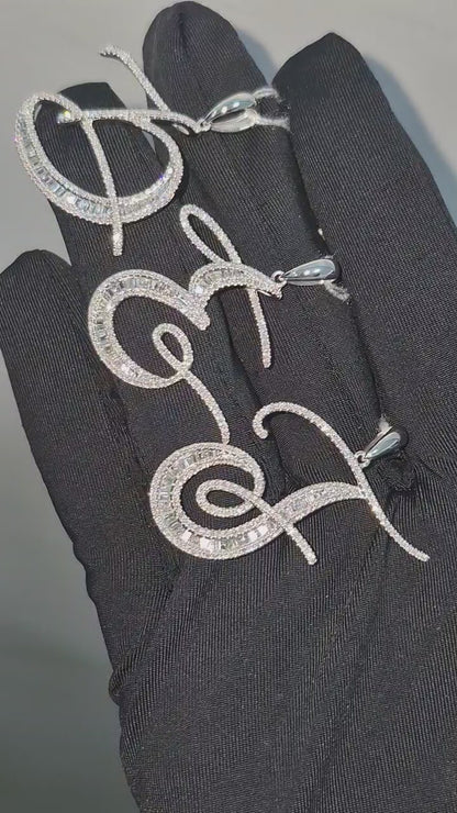 14K Initial Diamond Pendant (D)