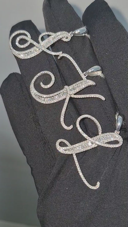 14K Initial Diamond Pendant (L)