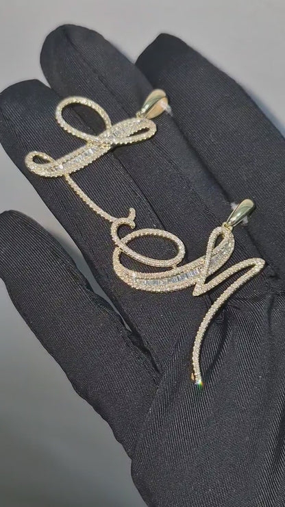 14K Initial Diamond Pendant (M)