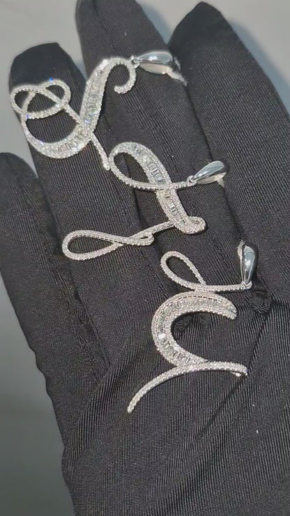 14K Initial Diamond Pendant (T)