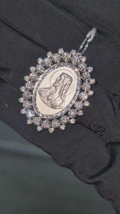 14K Sacred Heart Diamond Pendant