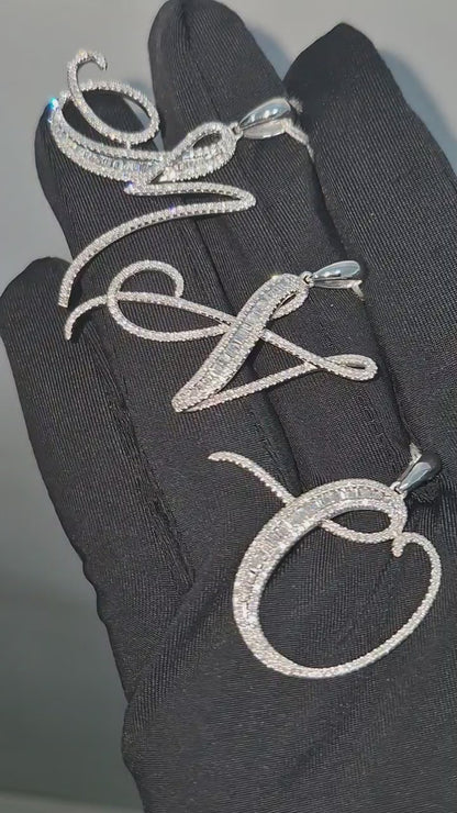 14K Initial Diamond Pendant (N)