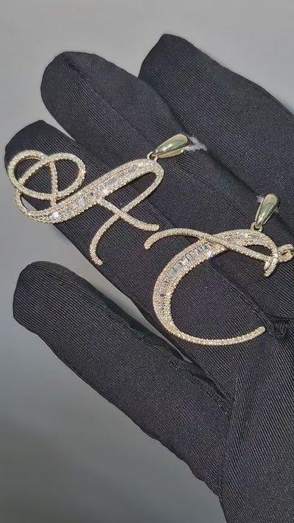 14K Initial Diamond Pendant (A)