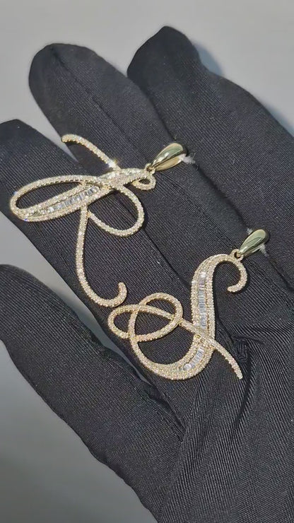 14K Initial Diamond Pendant (R)