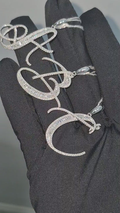 14K Initial Diamond Pendant (B)