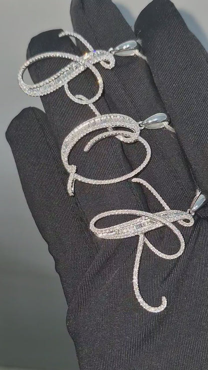 14K Initial Diamond Pendant (R)