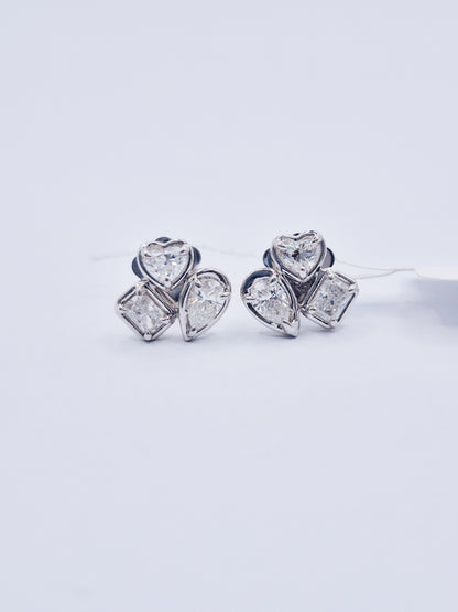 14K Cluster Diamond Earrings