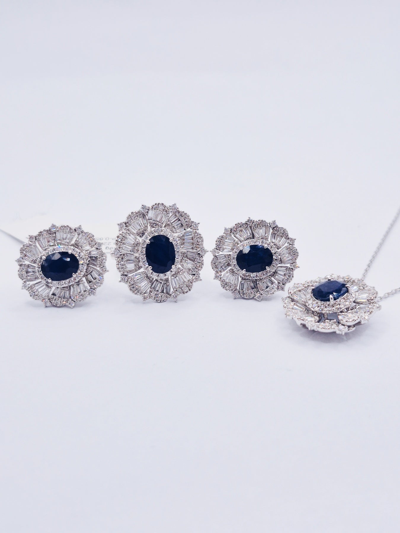 14K Diamond Set & Blue Sapphire Set