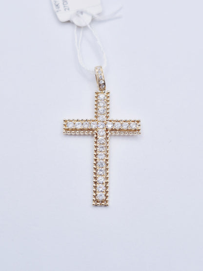 14K Cross Diamond Pendant