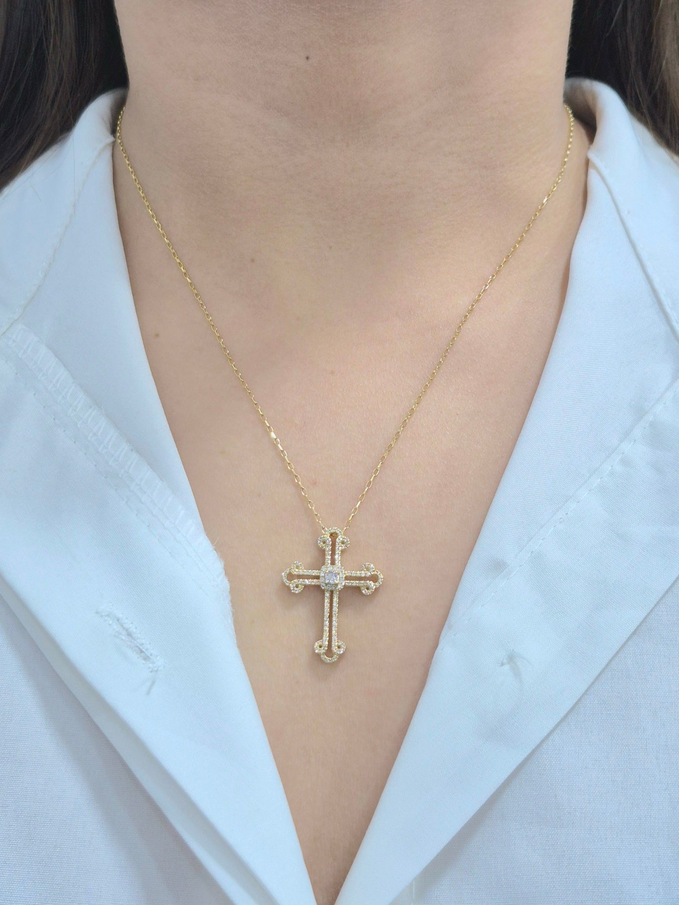 14K Cross Diamond Necklace