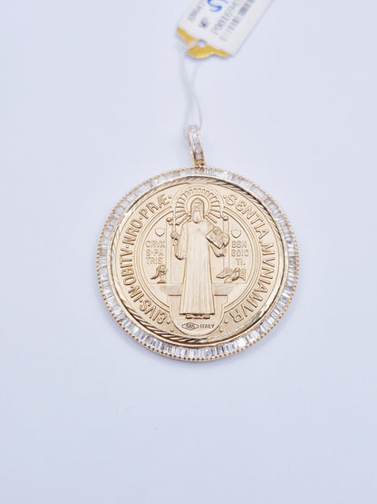 14K St. Benedict Diamond Medallion