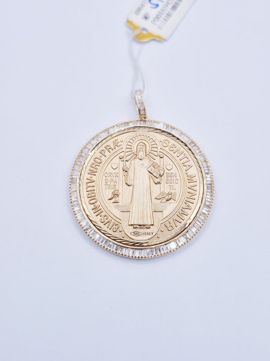 14K St. Benedict Diamond Medallion