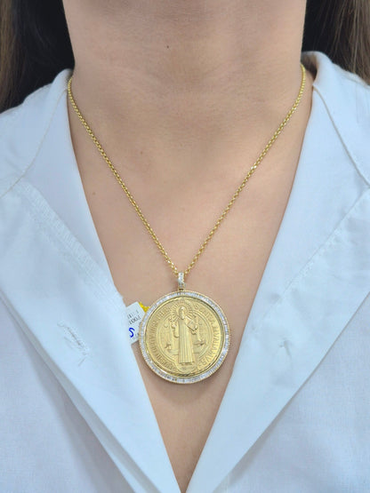 14K St. Benedict Diamond Medallion