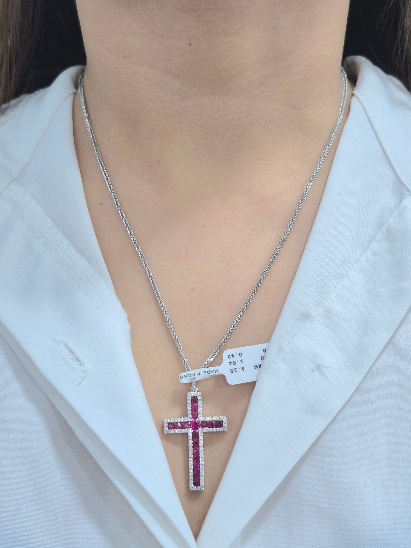 18K Ruby Diamond Cross Pendant