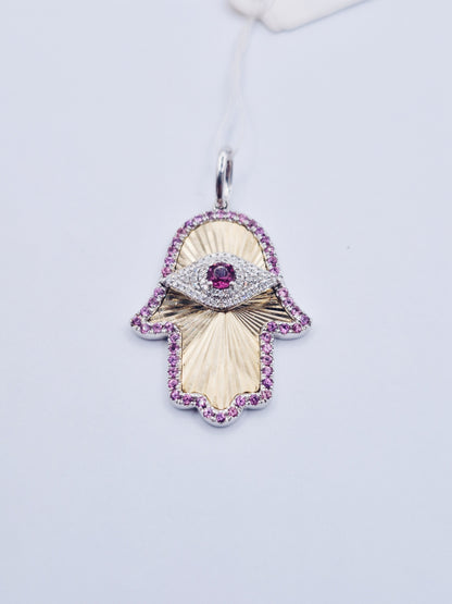 14K Evil Eye Diamond Pendant