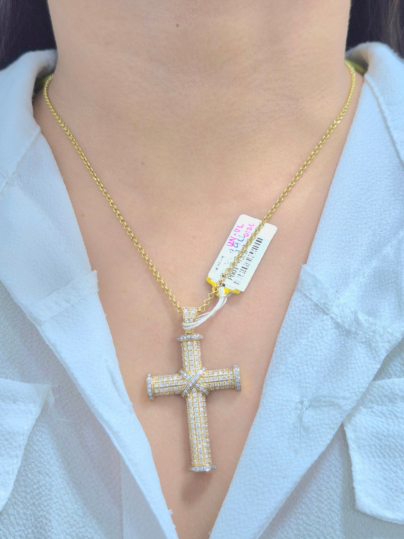 14K Cross Diamond Pendant