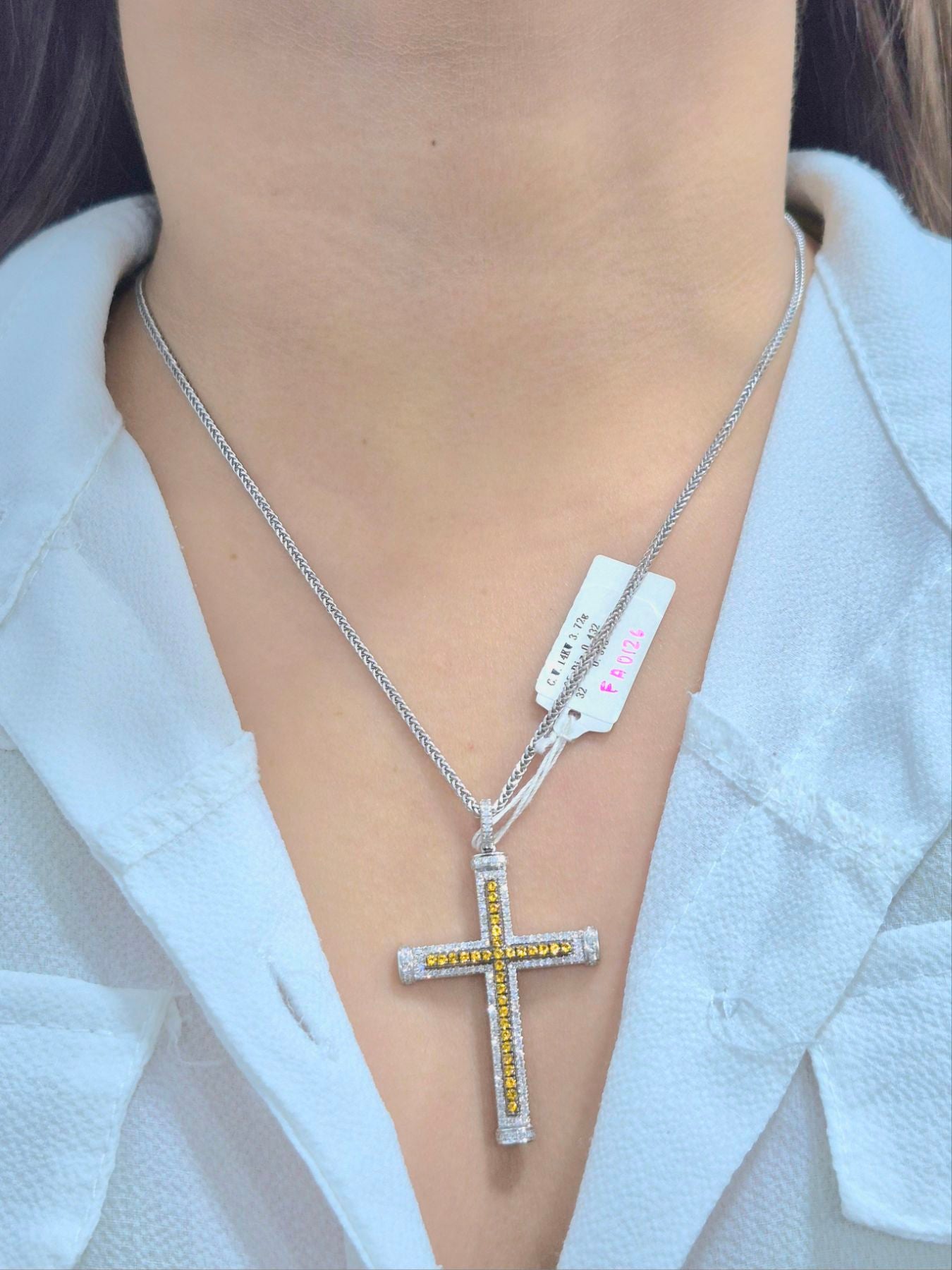 14K Cross Diamond Pendant