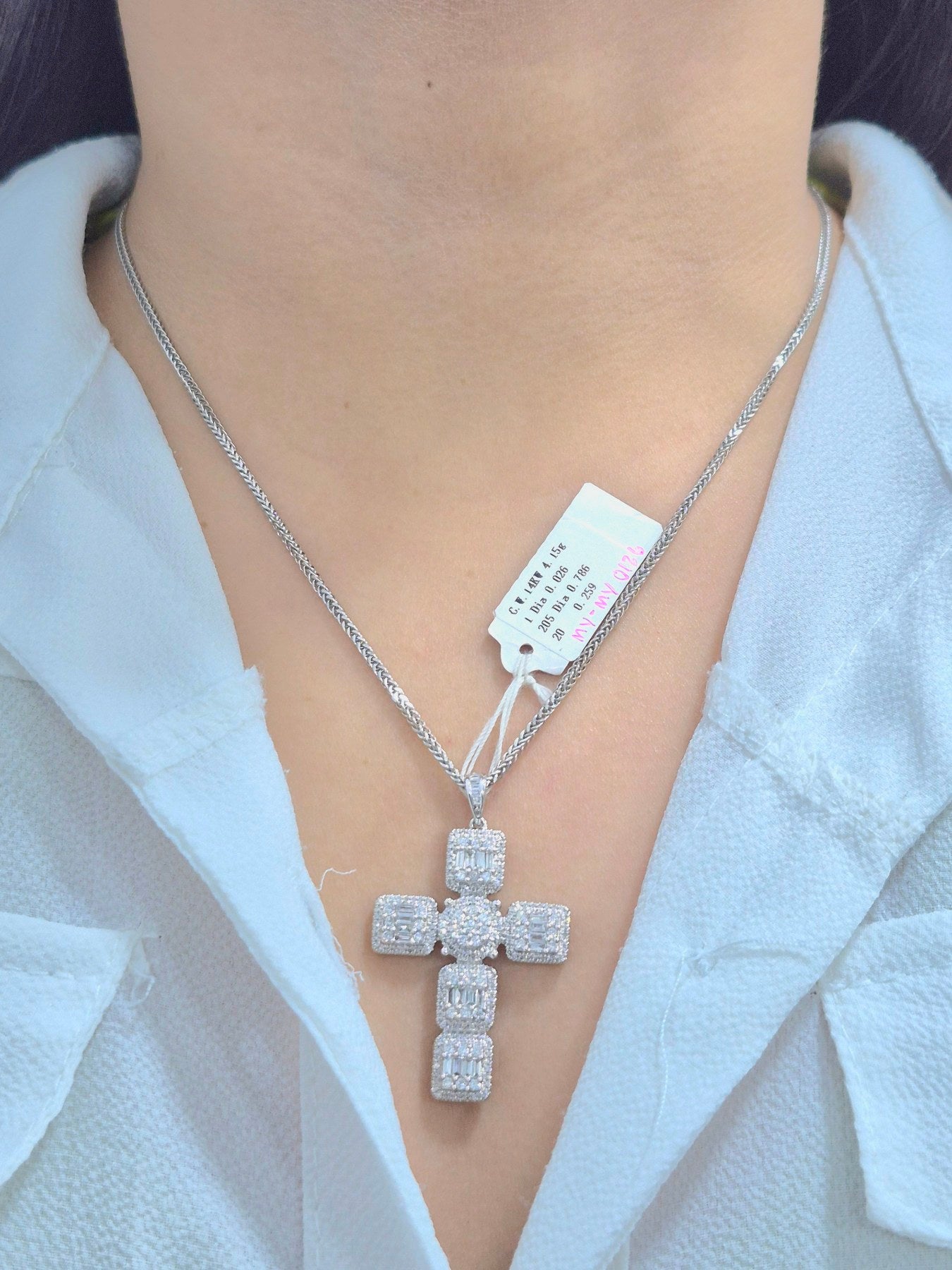 14K Cross Diamond Pendant