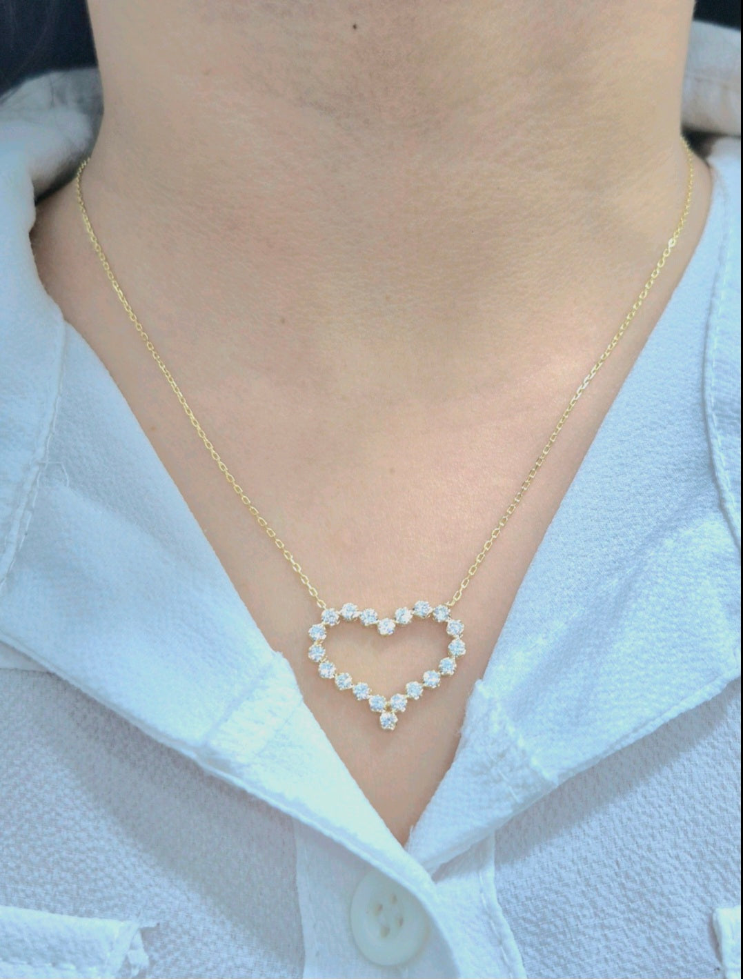14K Heart Diamond Necklace