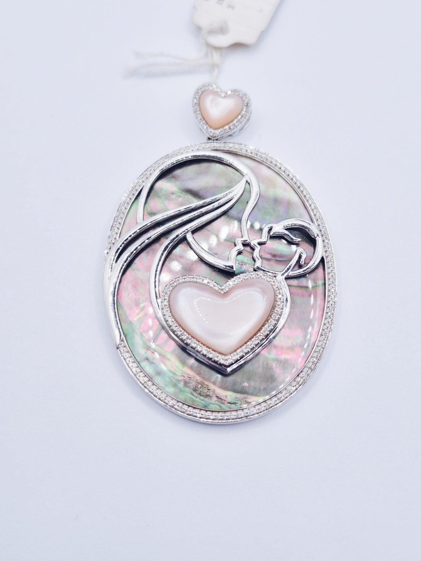 14K Mother of Pearl Diamond Cameo