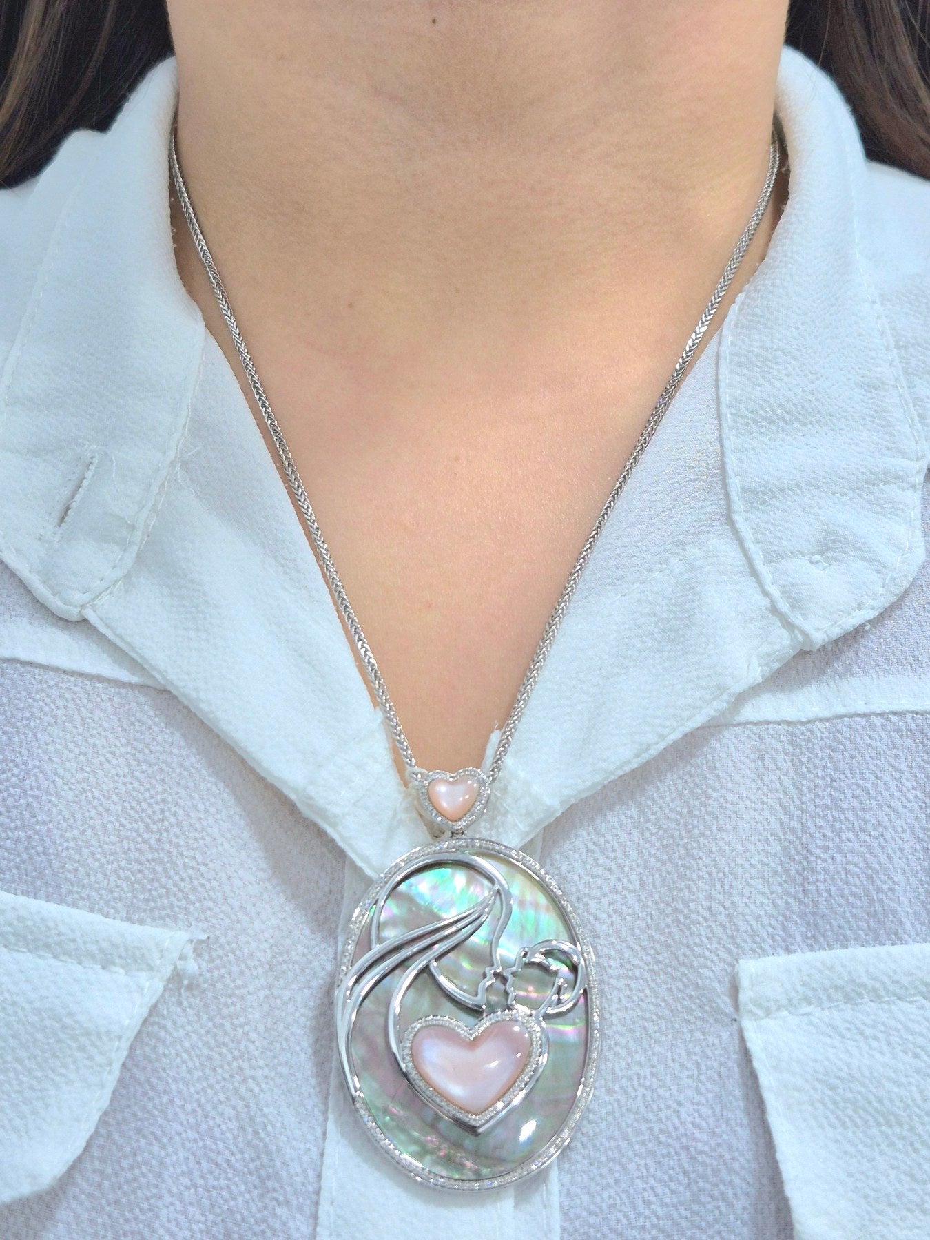 14K Mother of Pearl Diamond Cameo