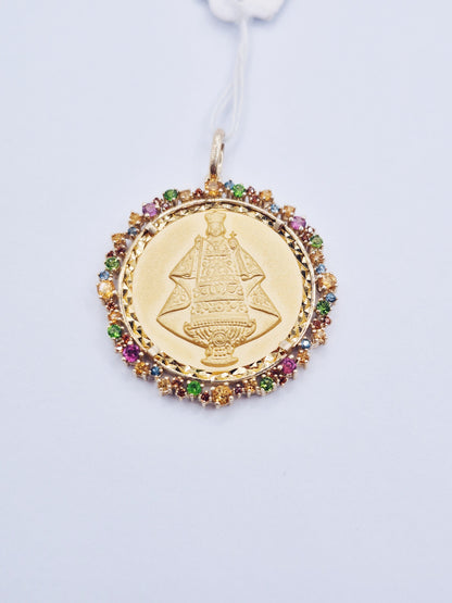 14K Sacred Heart Diamond Medallion