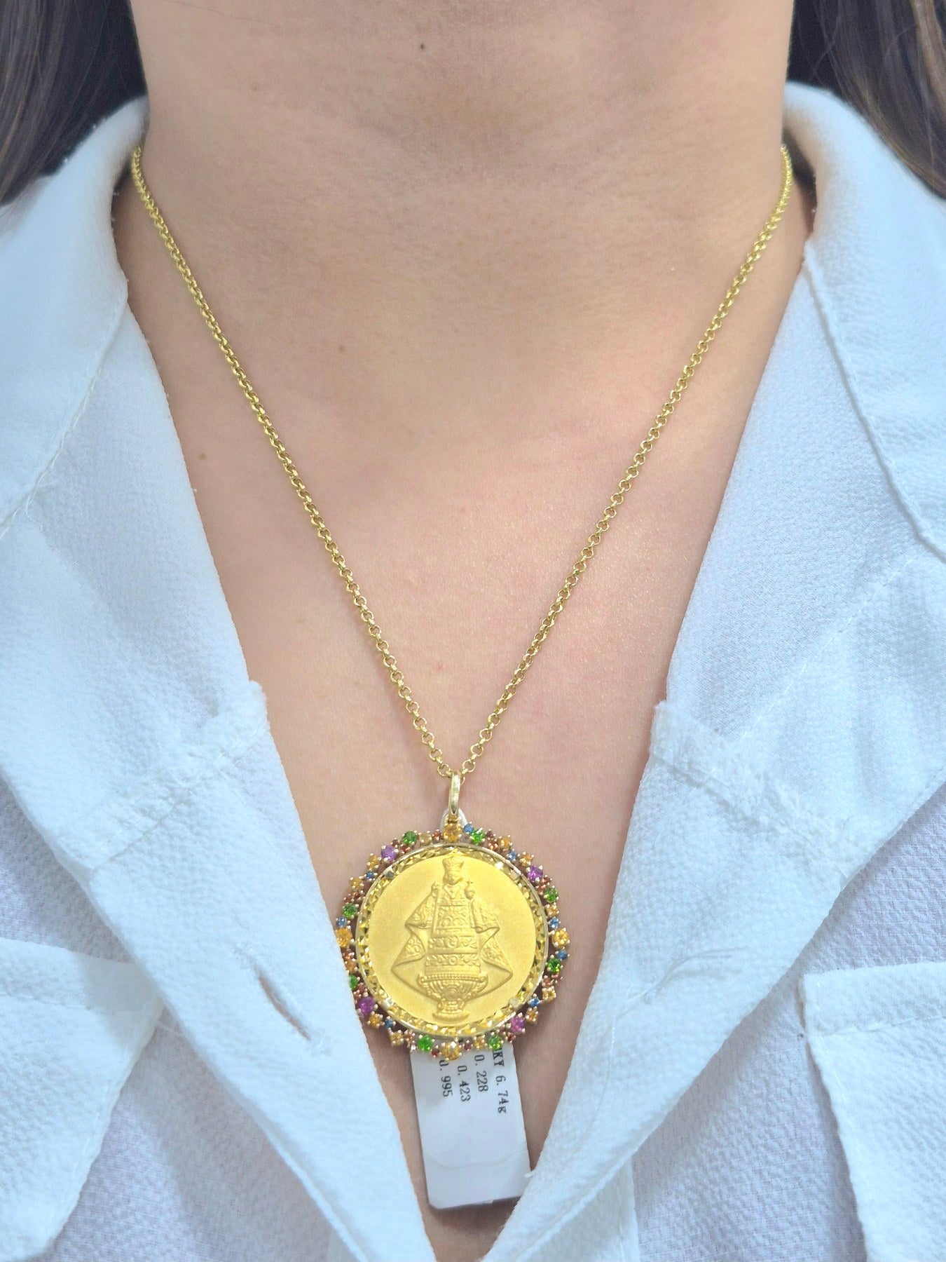 14K Sacred Heart Diamond Medallion