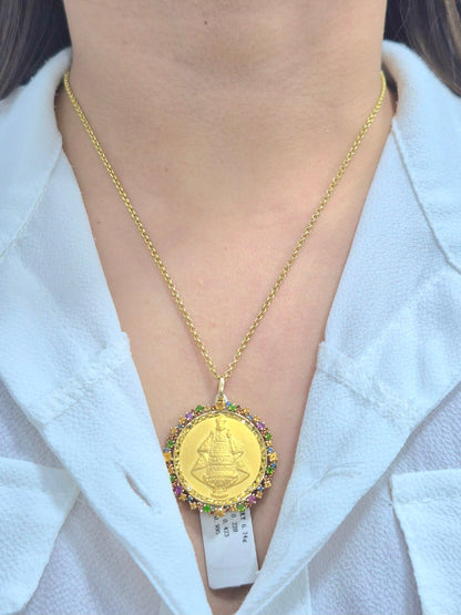 14K Sacred Heart Diamond Medallion