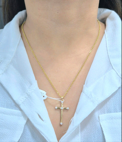 14K Cross Diamond Pendant