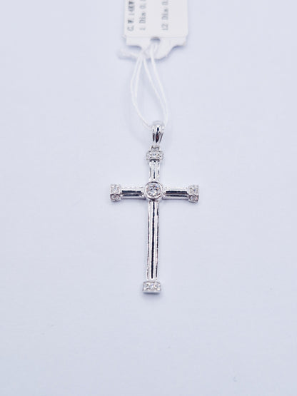 14K Cross Diamond Pendant