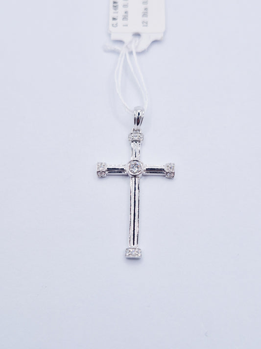 14K Cross Diamond Pendant